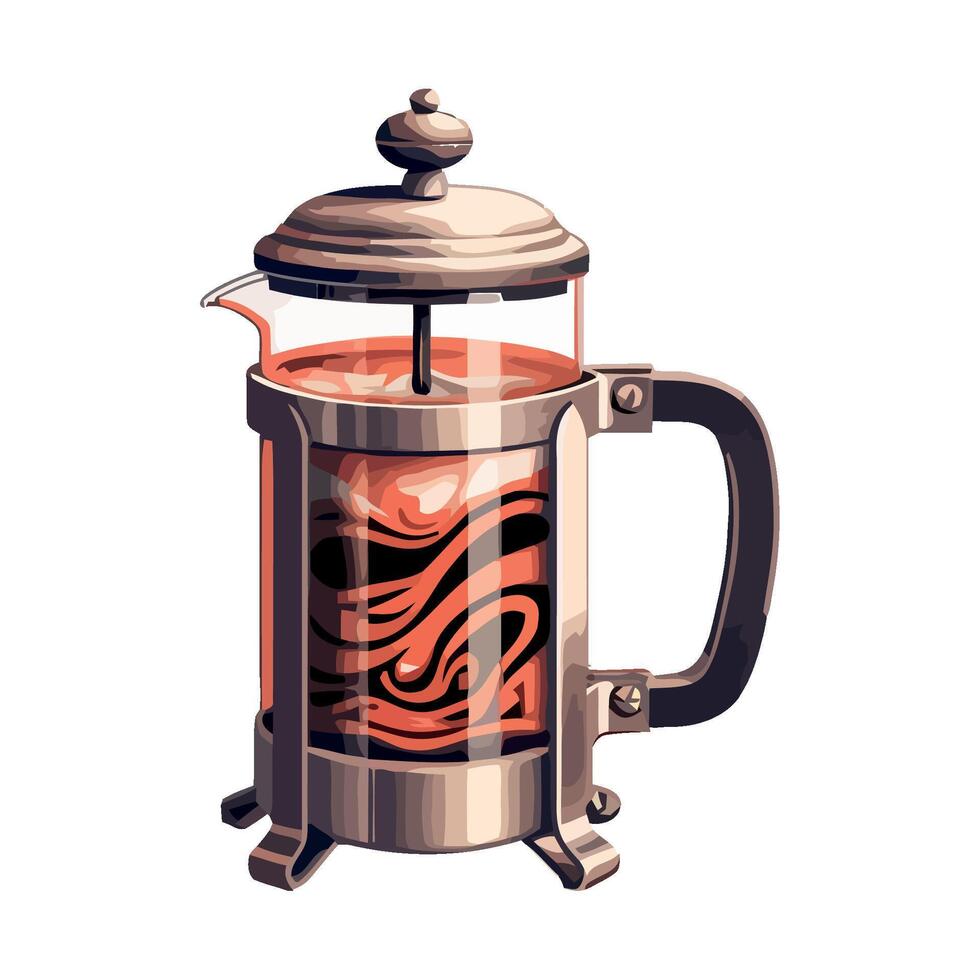 A coffee pot with a black and red swirl vector