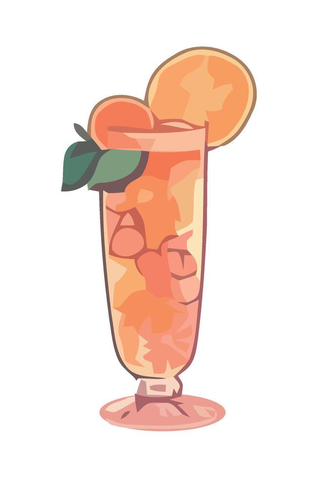 Orange cocktail with orange slices and mint leaves vector