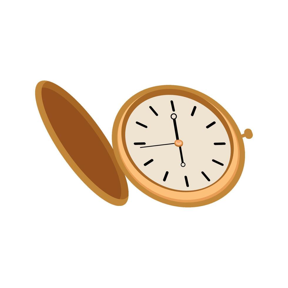 An open pocket watch on a white background vector