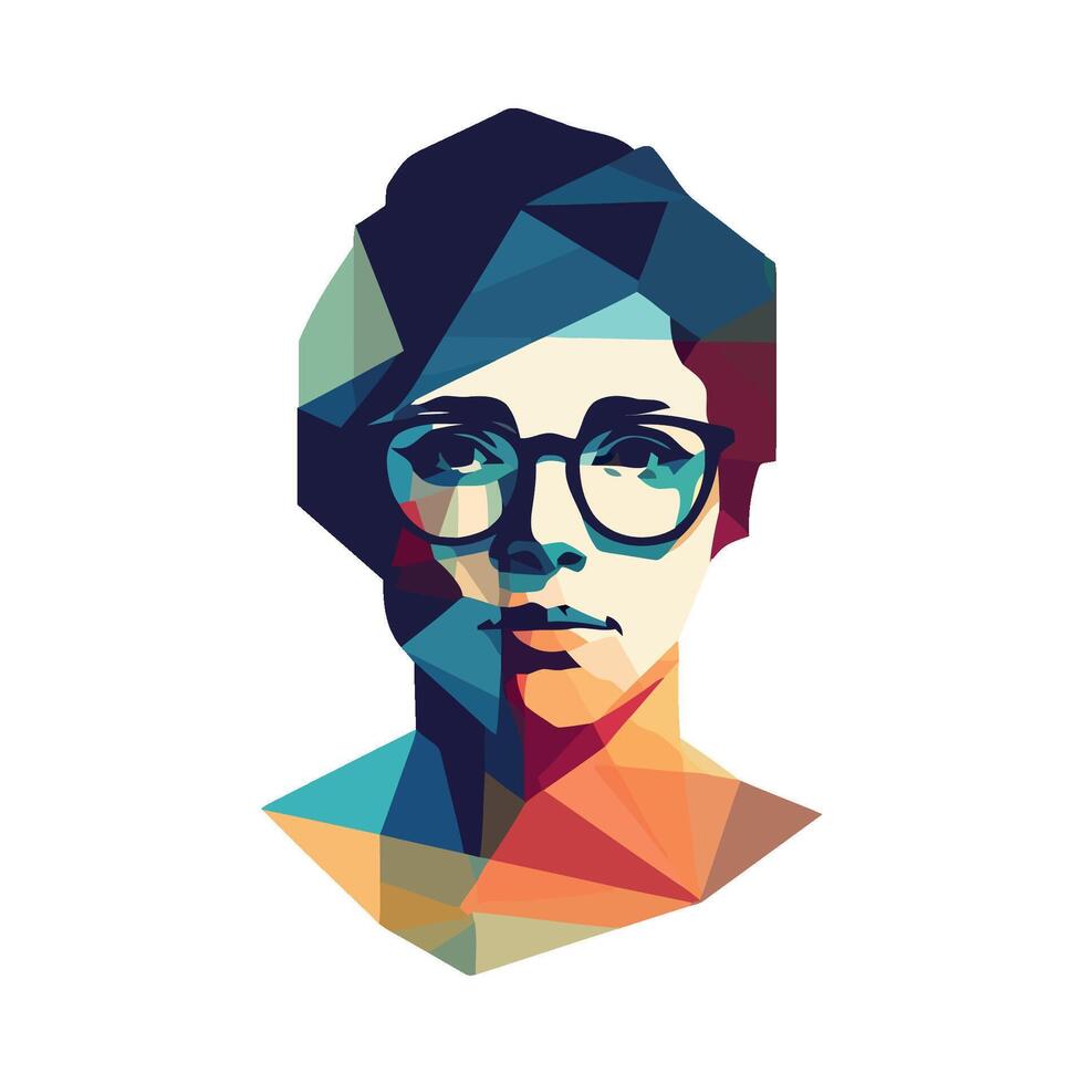 A woman with glasses and a geometric face vector
