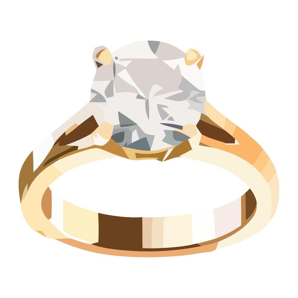 An engagement ring with a diamond on a white background vector
