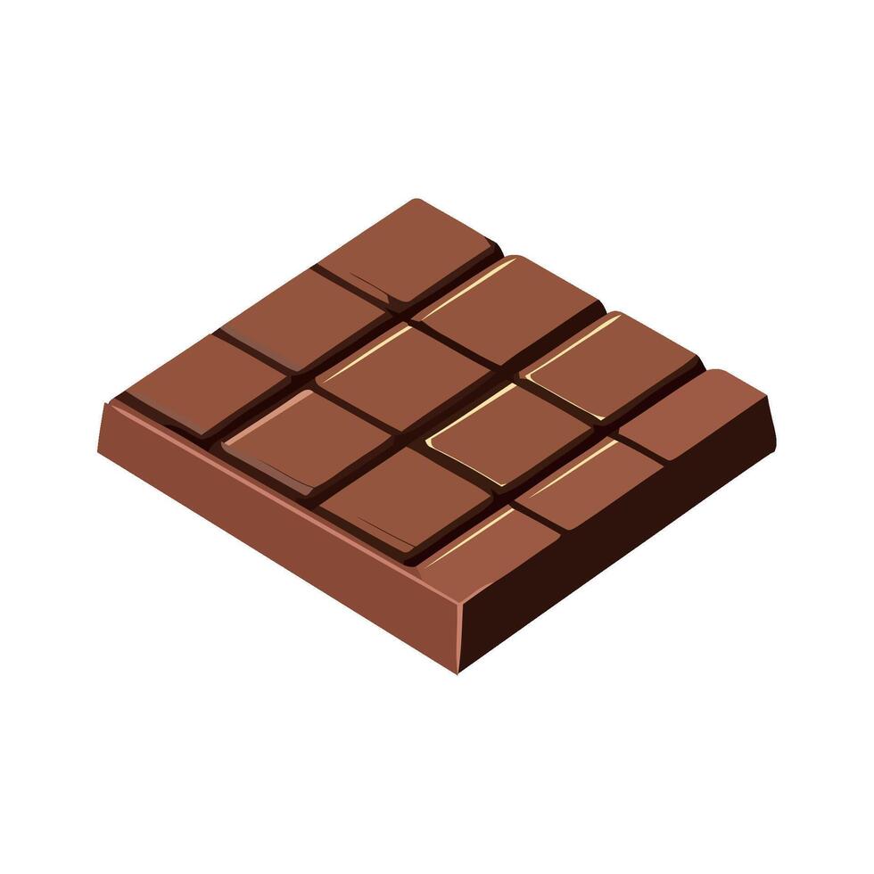 A chocolate bar is shown on a white background vector