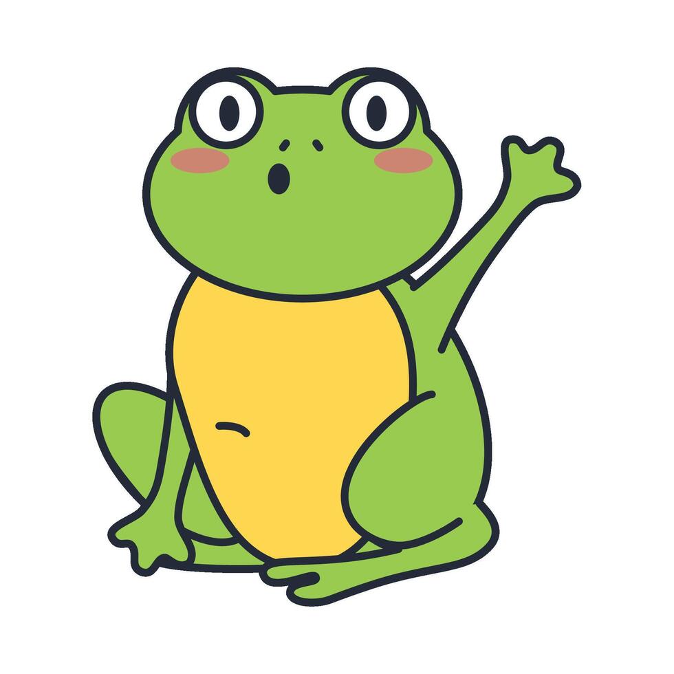 A cartoon frog with a raised hand vector