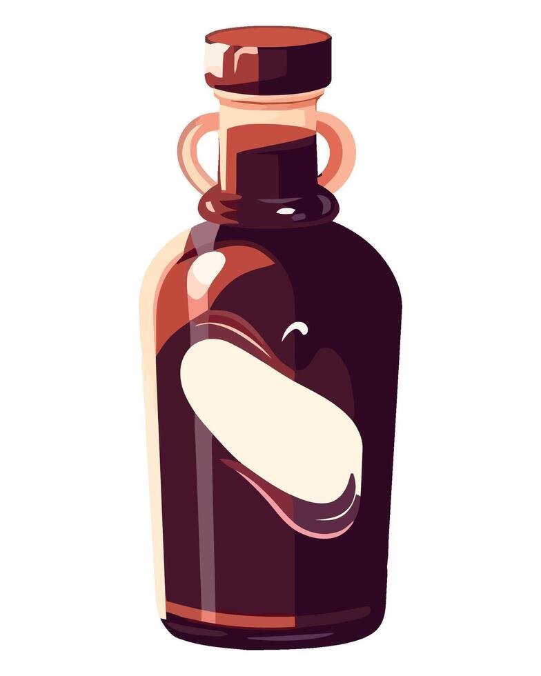 A bottle of syrup with a white label on it vector