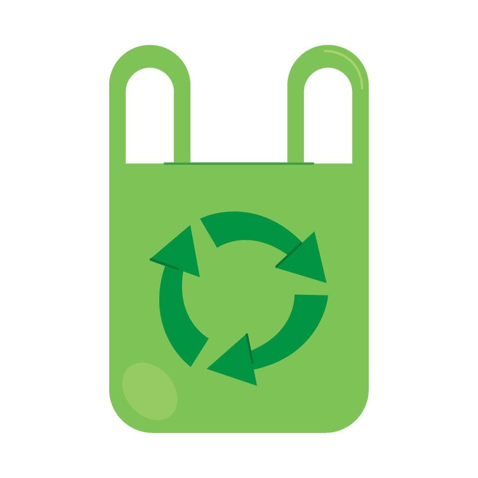 A green recycling bag with arrows on it vector