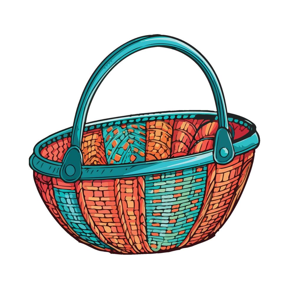 A basket with colorful designs on it vector