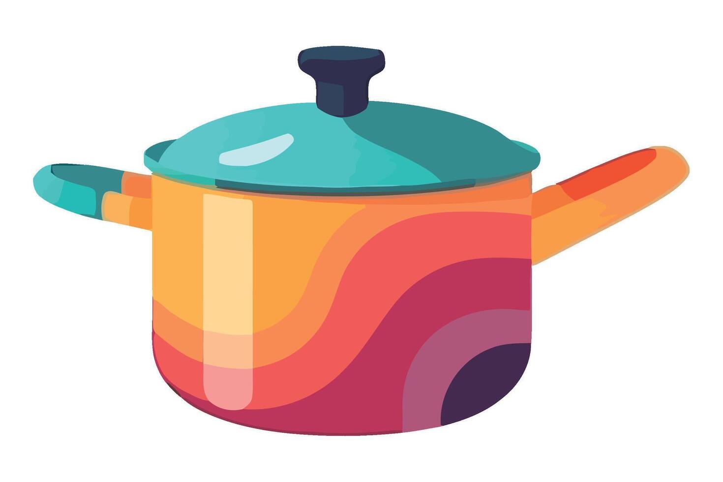 Colorful pot with lid on white background vector