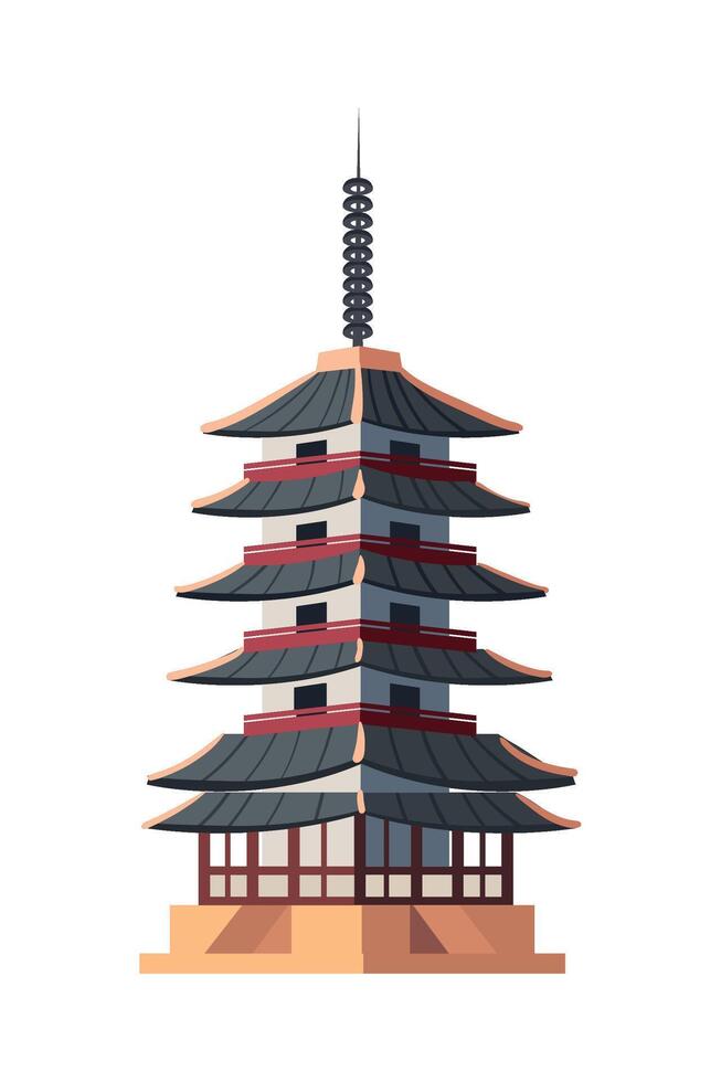 Japanese pagoda, traditional architecture, traditional architecture illustration on white background vector