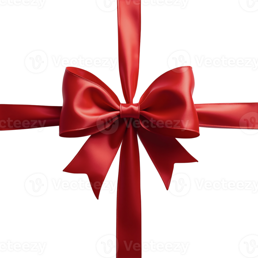 Elegant red gift bow with ribbon, perfect for holiday packaging, special occasions, product branding, and festive decorations, conveying luxury and celebration png