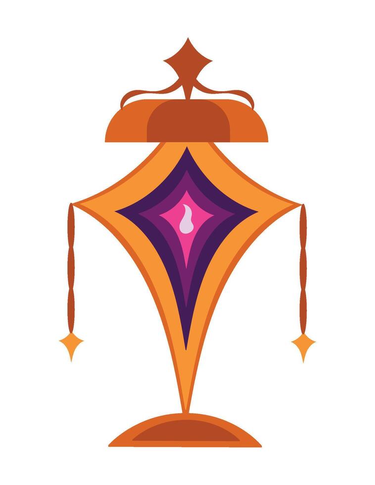 An orange and purple lamp with a purple star on top vector