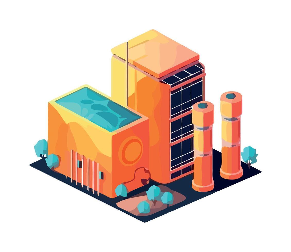 An illustration of a factory building vector