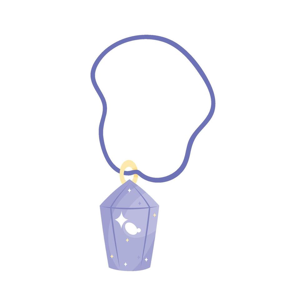 A purple necklace with a moon on it vector