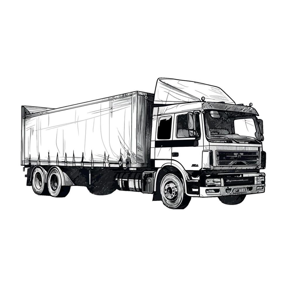 A drawing of a truck on a white background vector