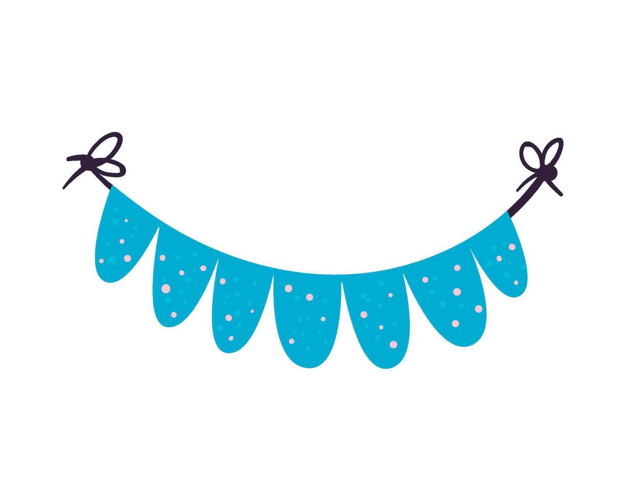 A blue garland with bows on it vector
