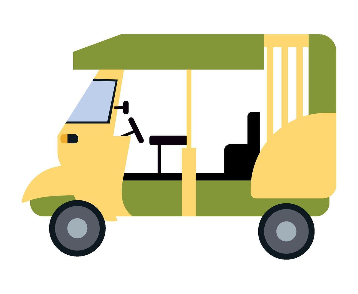 A yellow and green tuk tuk is shown vector