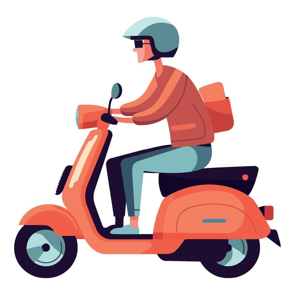 A man riding a scooter on a white background vector