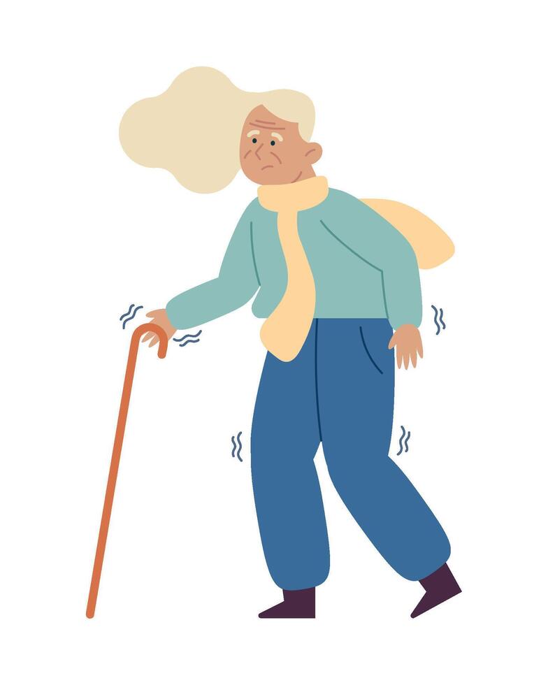 An illustration of an old woman with a cane vector
