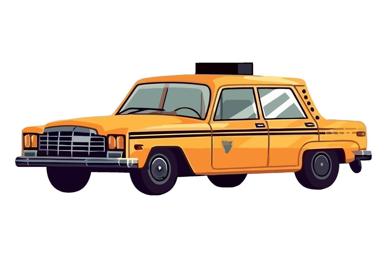 An illustration of a yellow taxi cab vector