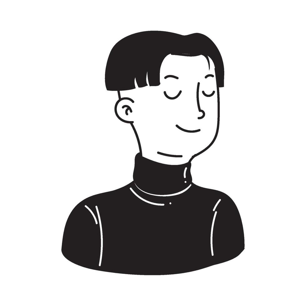 A black and white drawing of a man with a turtleneck vector