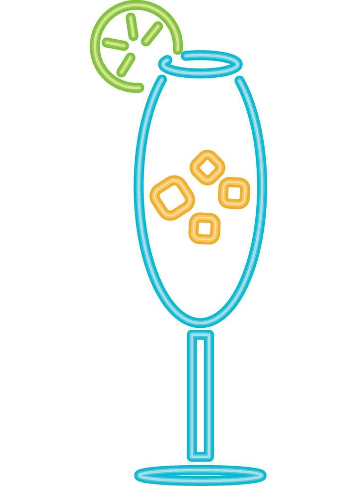 A glass with a lemon slice and ice cubes vector