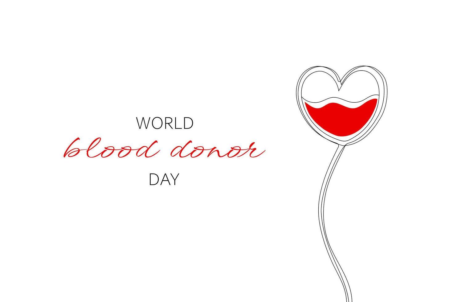 World Donor Day. Art line of blood containers in the shape of a heart. Minimalistic illustration vector