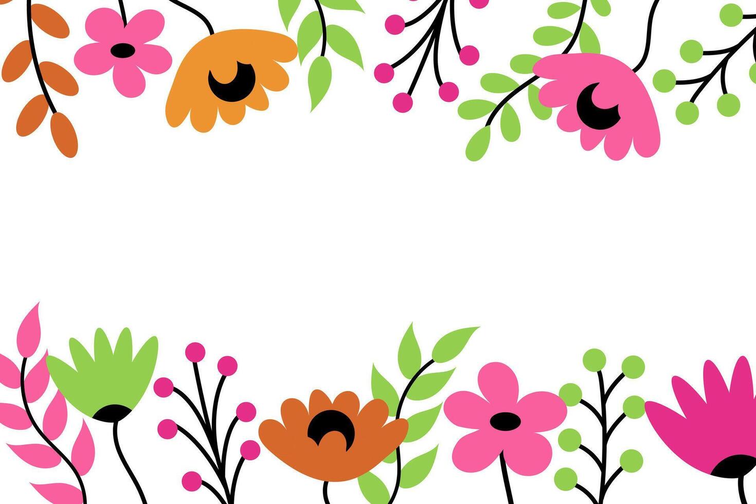 Elegant Floral Design with Leaves. Text Space in Flower Frame. Flat Illustration vector