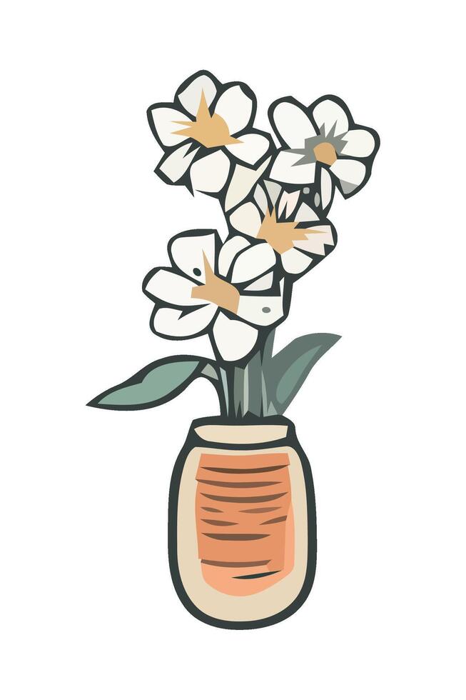 A vase with white flowers in it vector
