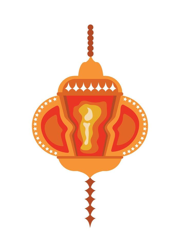 An orange and yellow lamp with a gold and brown design vector