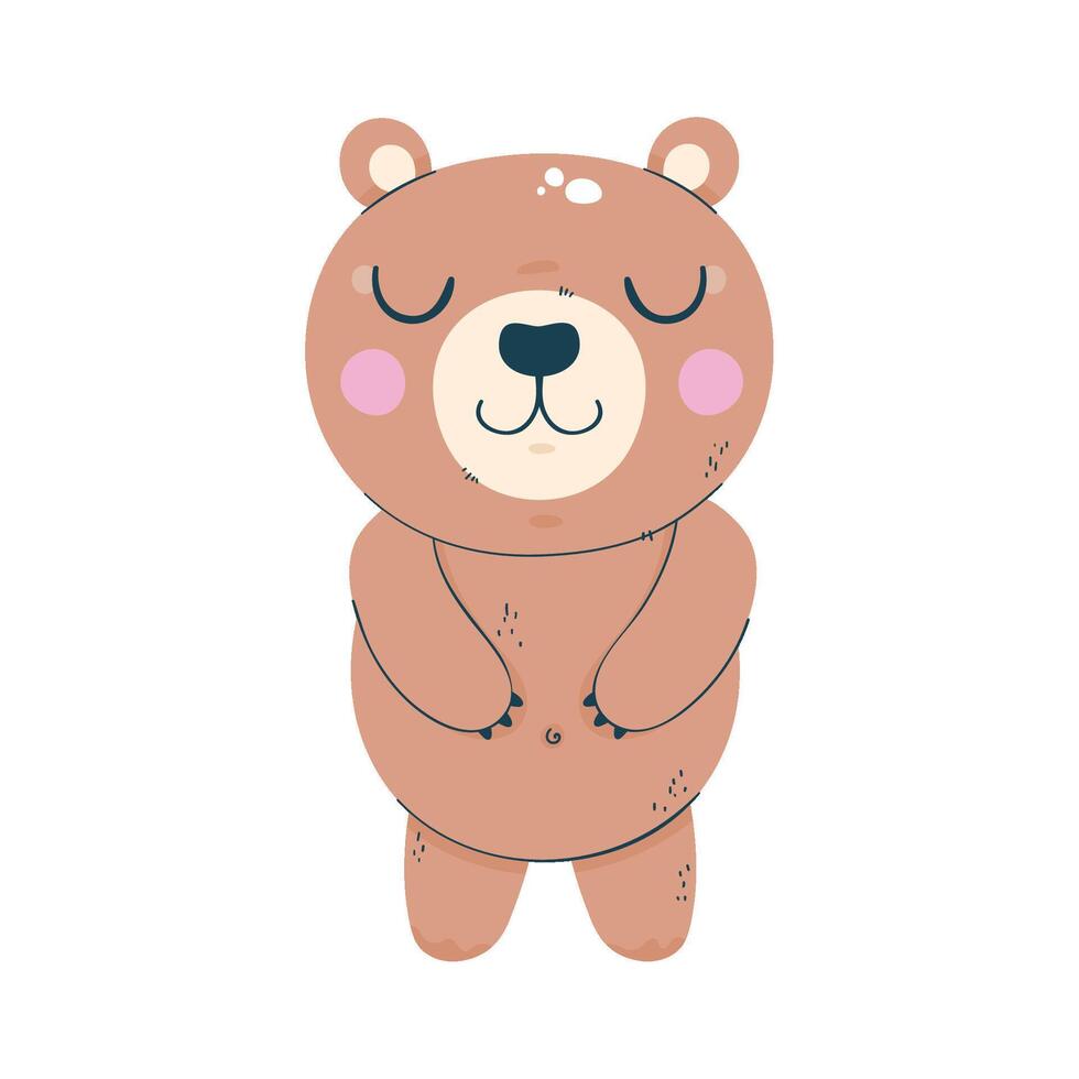 A cartoon bear with eyes closed and arms crossed vector