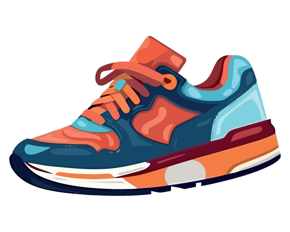 Sneakers with colorful laces and laces vector