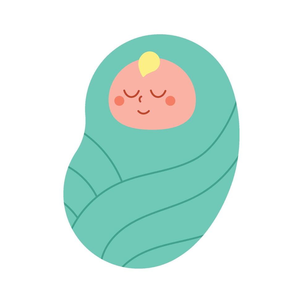 A cartoon baby wrapped in a blue blanket vector