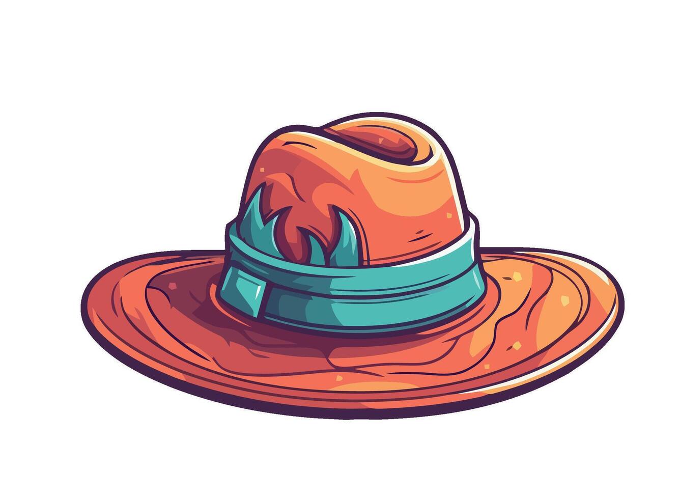 An orange hat with a blue ribbon on it vector