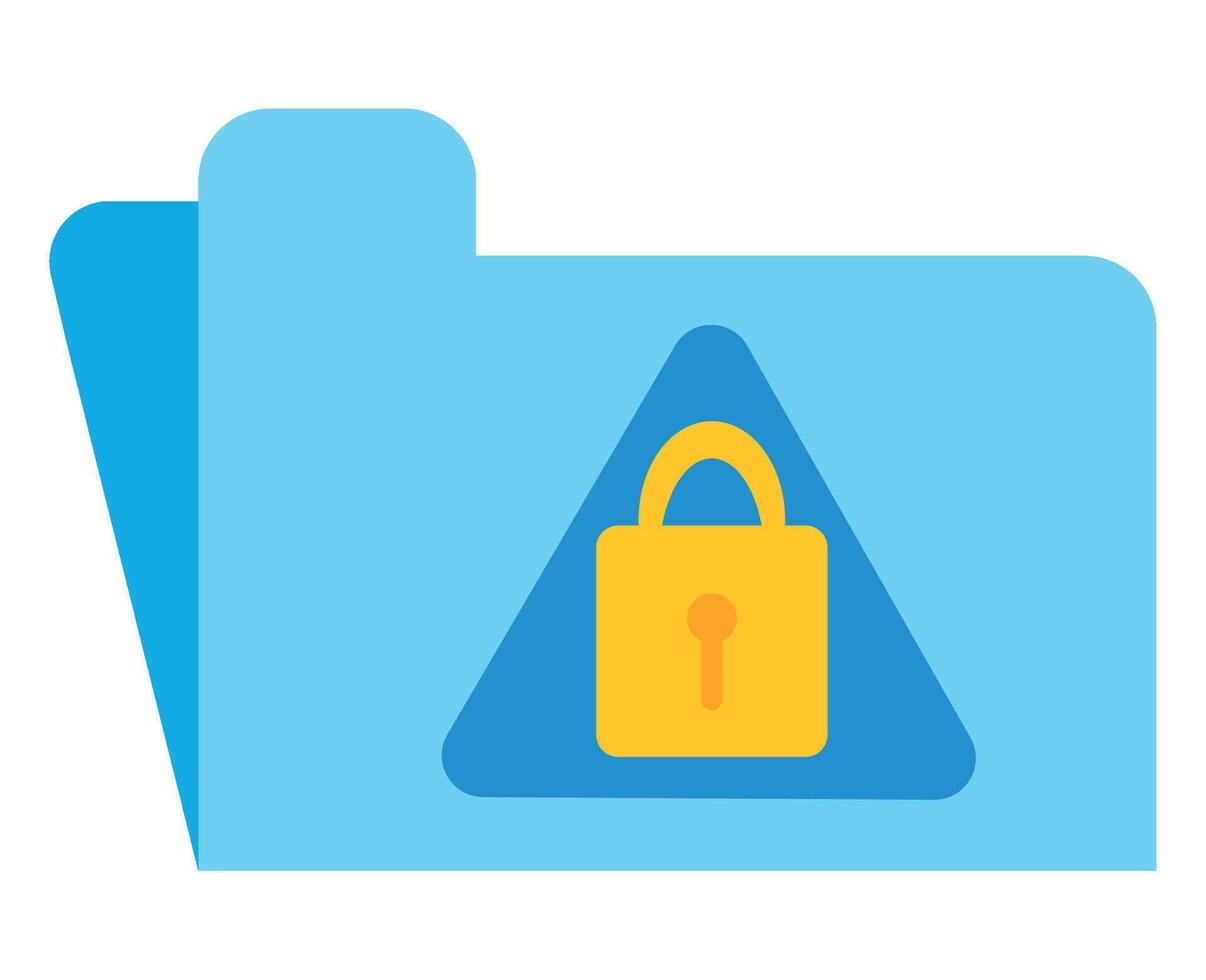 A blue folder with a lock on it vector