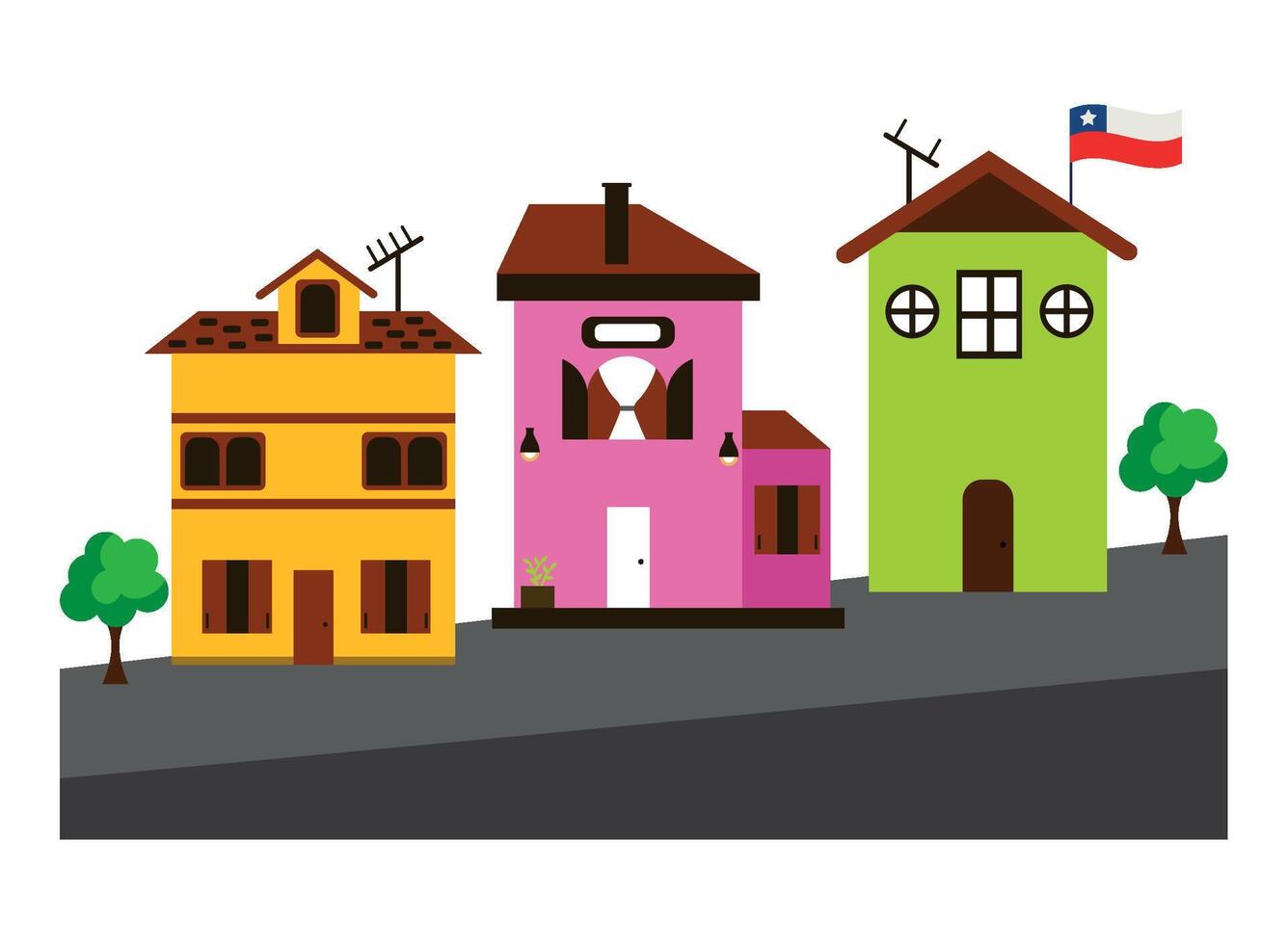 Colorful houses on a hill vector