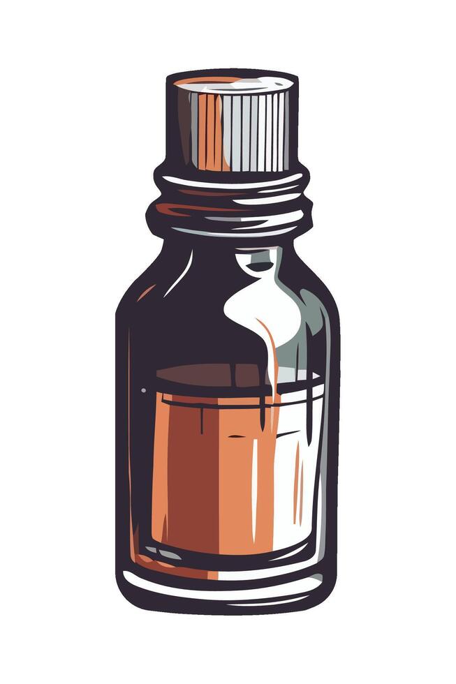 A bottle of perfume with a brown liquid inside vector