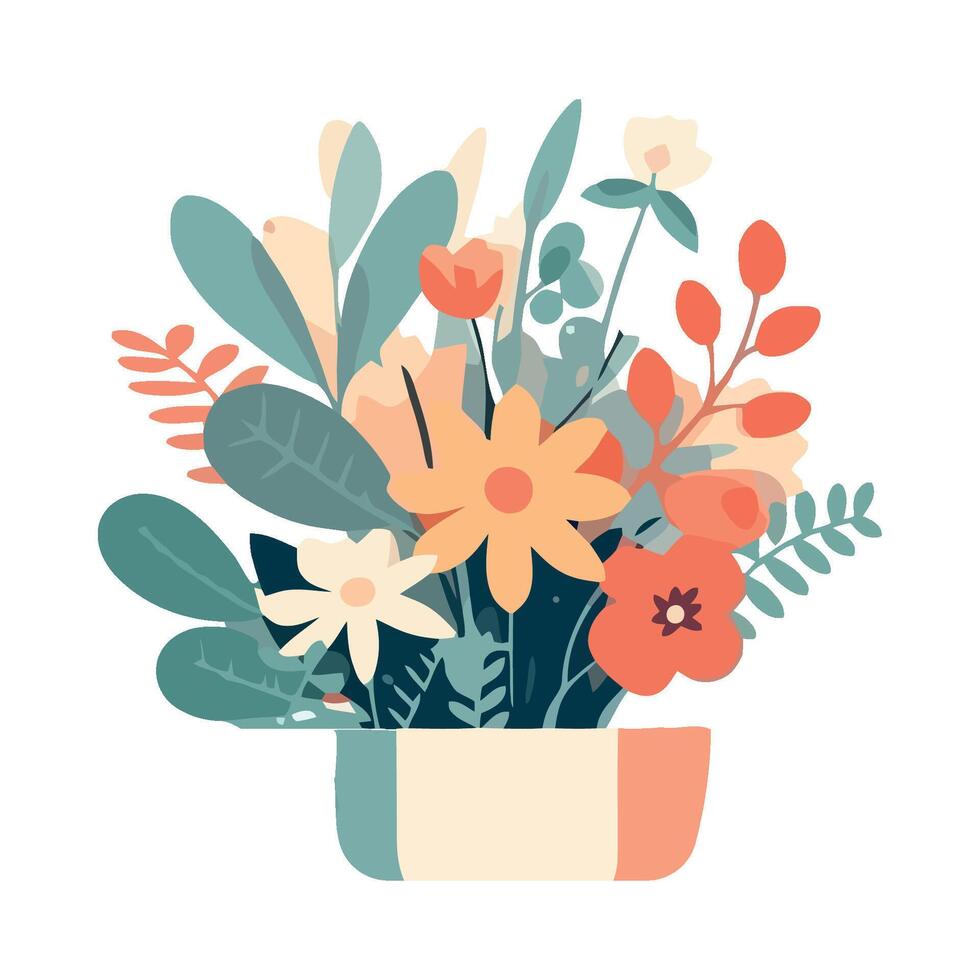 A colorful bouquet of flowers in a vase vector