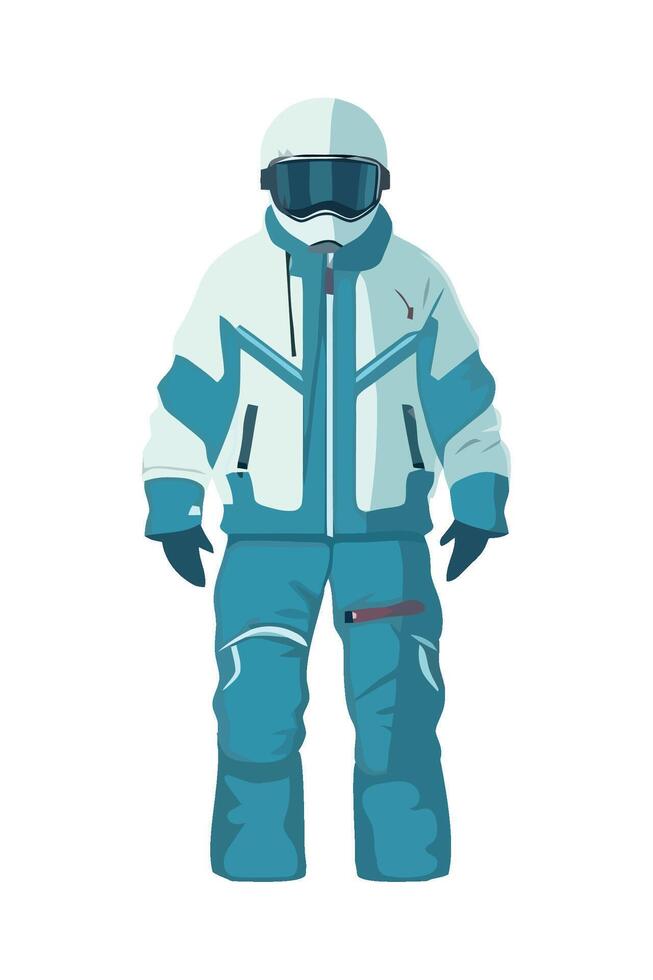 Snowboarder in blue and white winter suit illustration vector