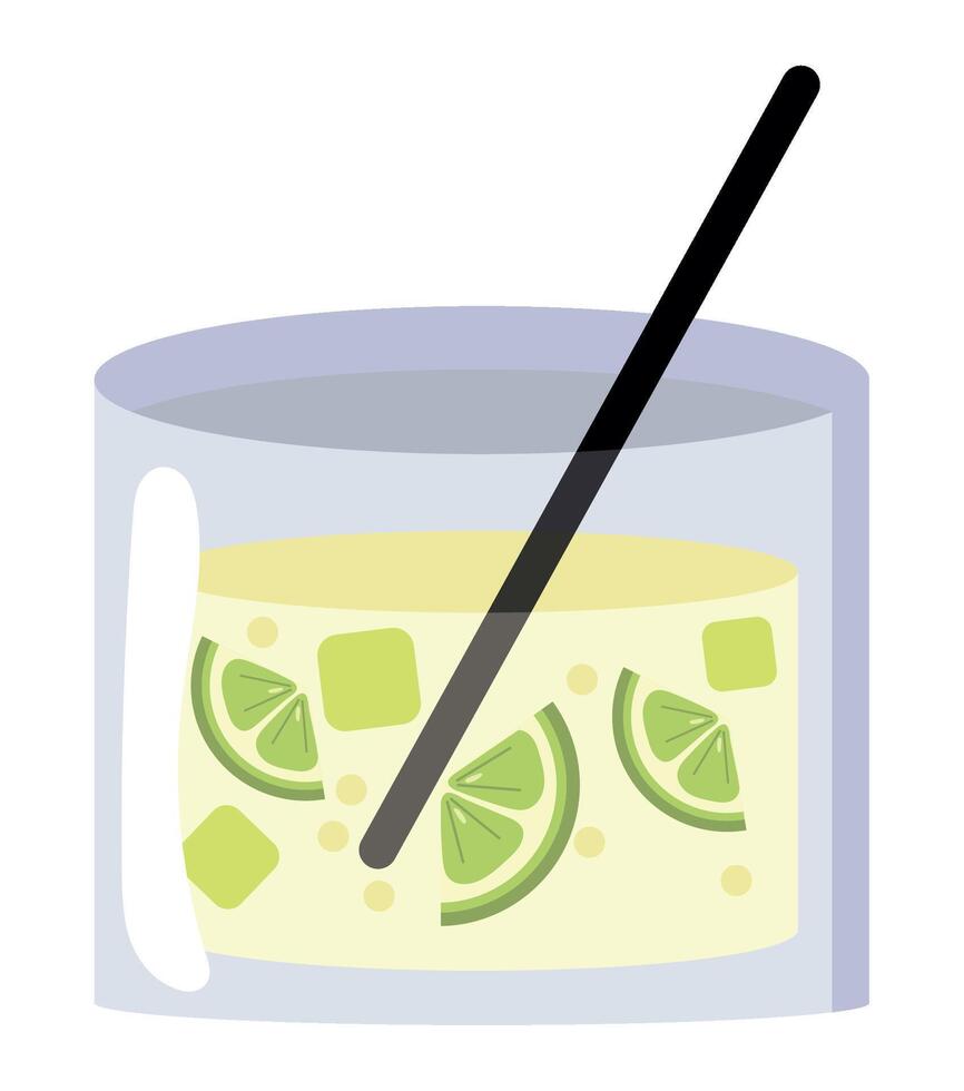 A glass with a drink and a straw vector