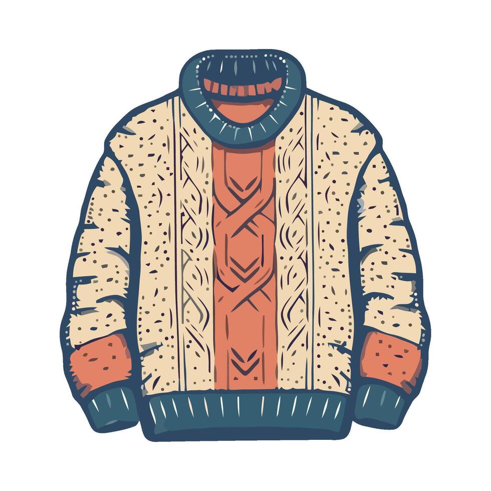 An illustration of a sweater with a knitted pattern vector
