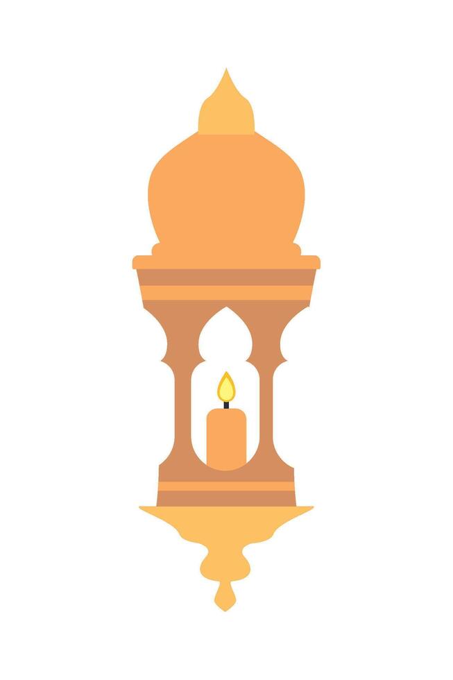 An orange lamp with a candle inside it vector