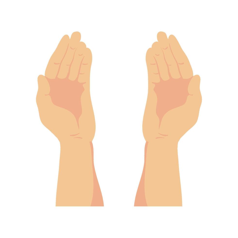 Two hands with palms up on a white background vector