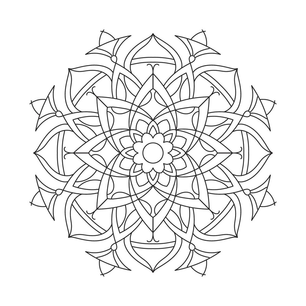 Lineal Flower Mandala. Editable color. Editable background. vector