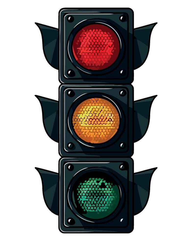 Traffic light with wings illustration vector