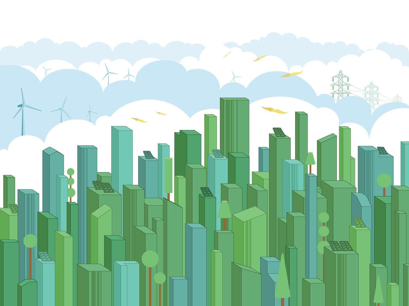 Metropolis 1 with ECO elements illustration graphic EPS 10 vector