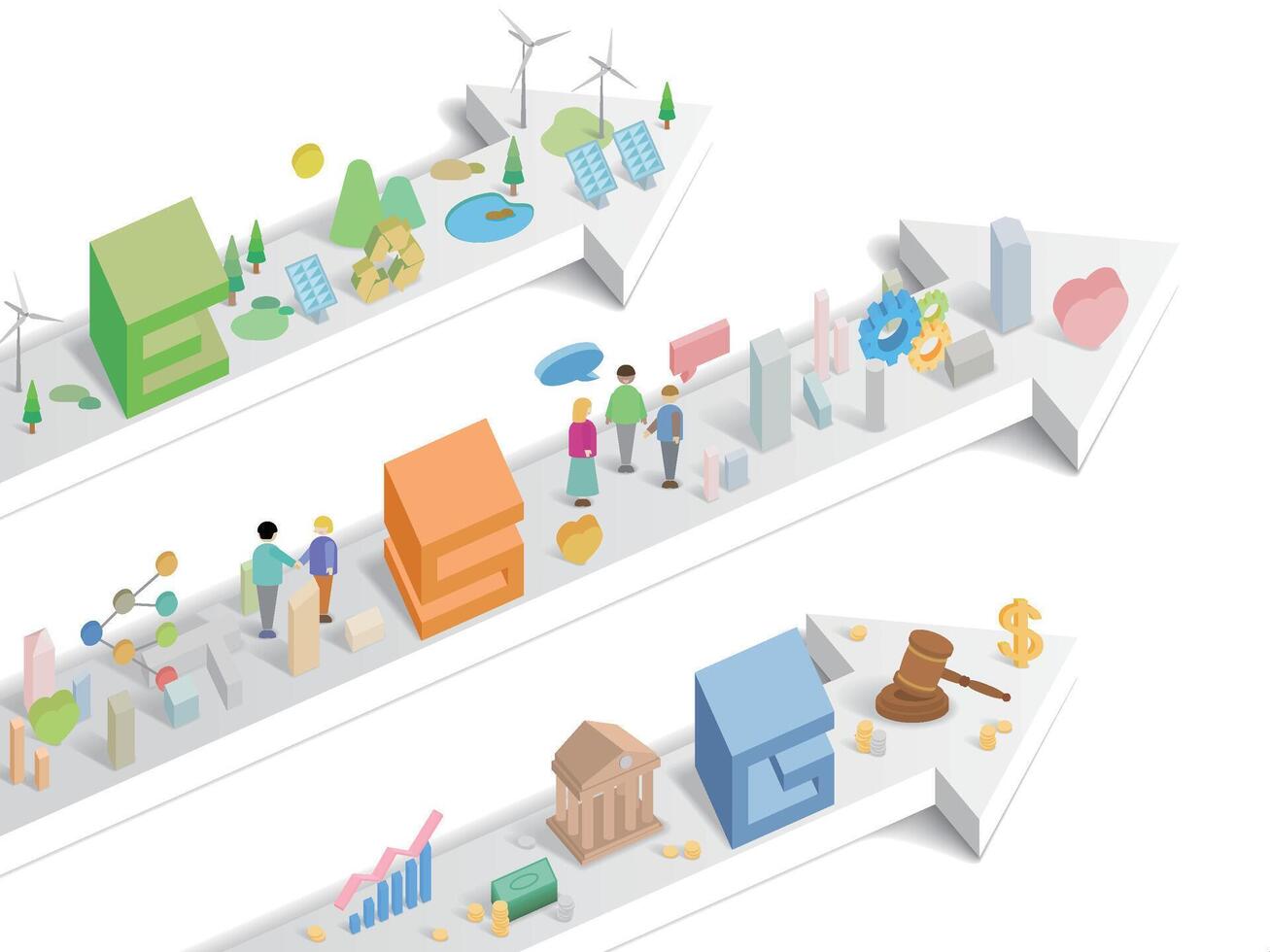 Text ESG with arrow and some elements of environmental social governance illustration graphic EPS 10 vector