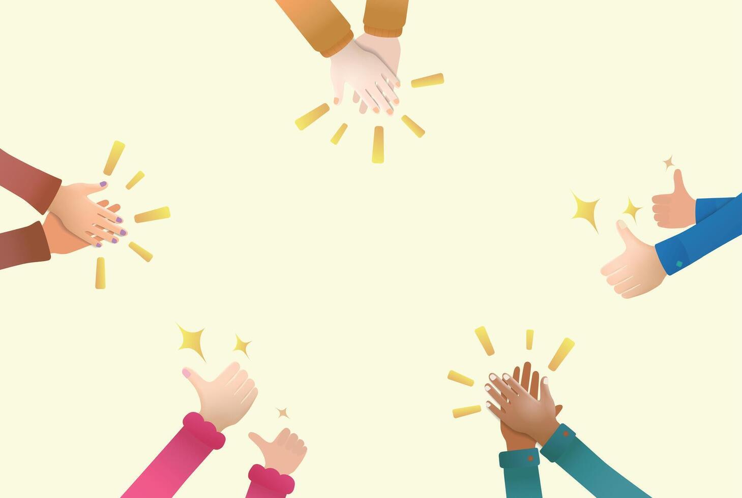 Encourage Hand clap and thumb up by peoples for praise and encouragement illustration graphic EPS 10 file vector