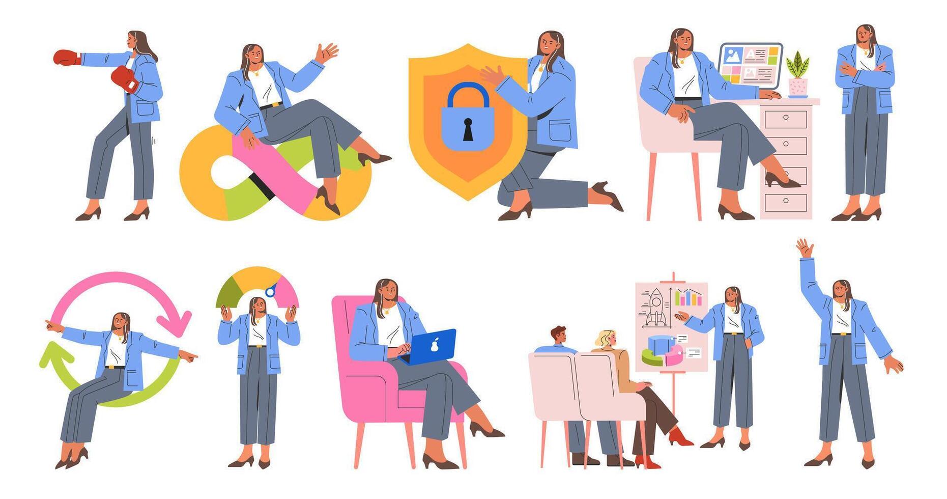 businesswoman set. Flat Illustration vector