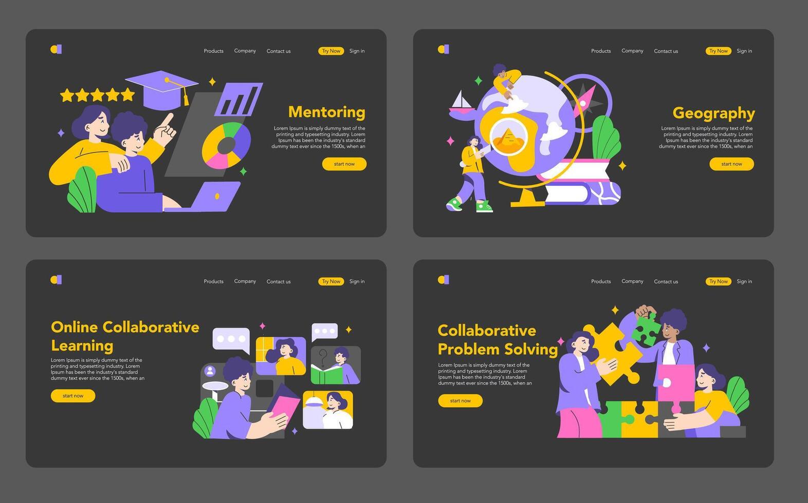 Collaborative Learning. Flat Illustration vector