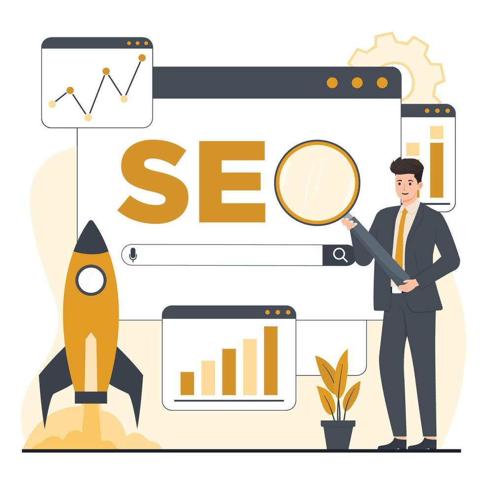 SEO concept Search engine optimization concept. Search engine optimization illustration. Search engine optimization, seo optimization, seo optimization, seo optimization. vector