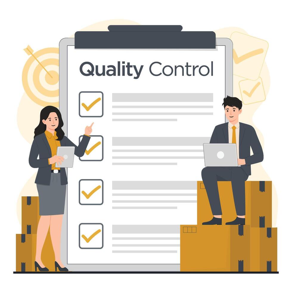 Quality control concept product Iso 9001 certification illustration 2 vector